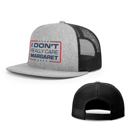 Wool blend flatbill trucker / Heather Grey/ Black I Don't Really Care Margaret Flat Bill Hat maga trump