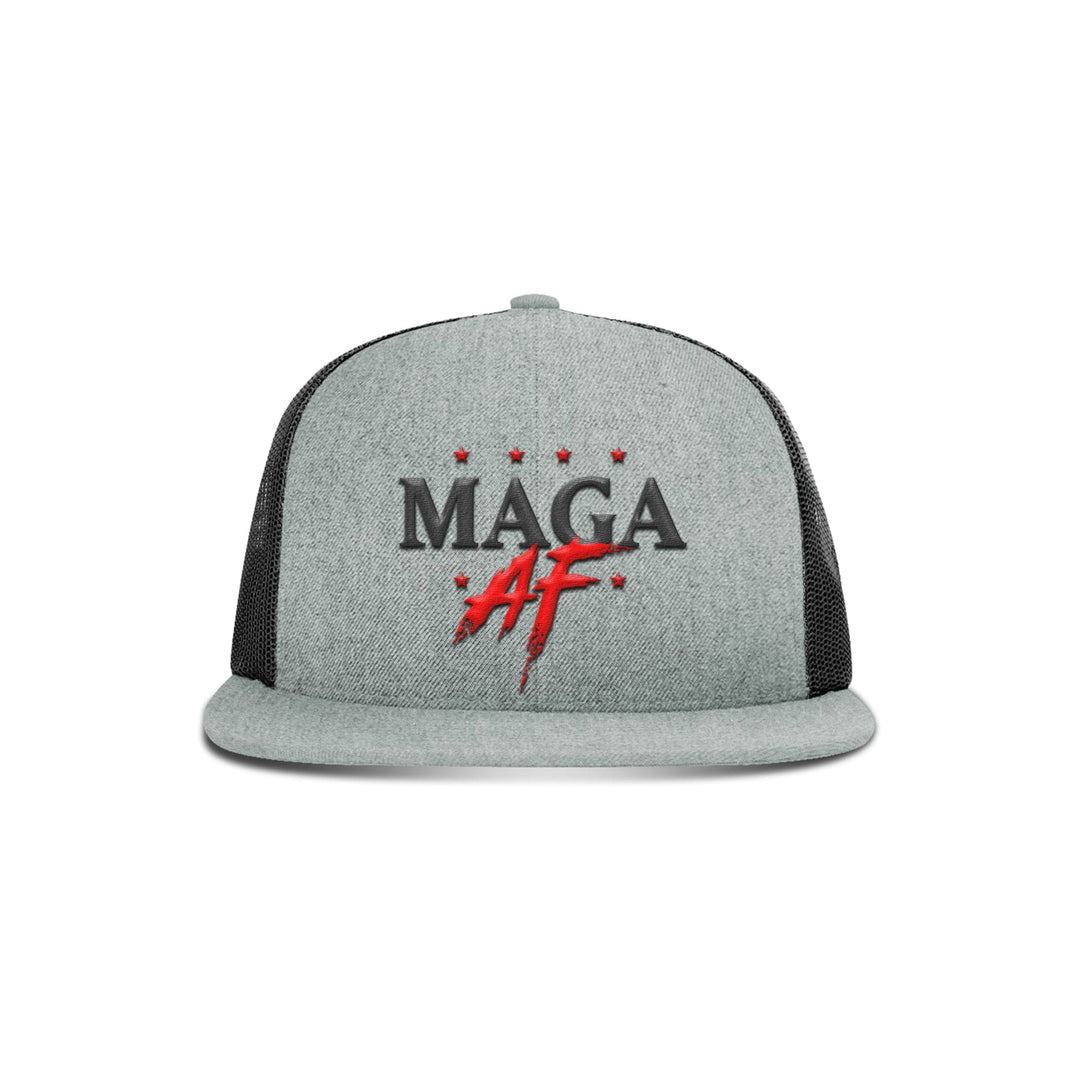 Wool blend flatbill trucker / Heather Grey/ Black MAGA AF Flat Bill Hat maga trump