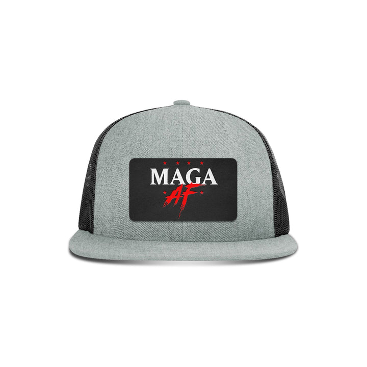 Wool blend flatbill trucker / Heather Grey/ Black MAGA AF Patch Flat Bill Hat maga trump