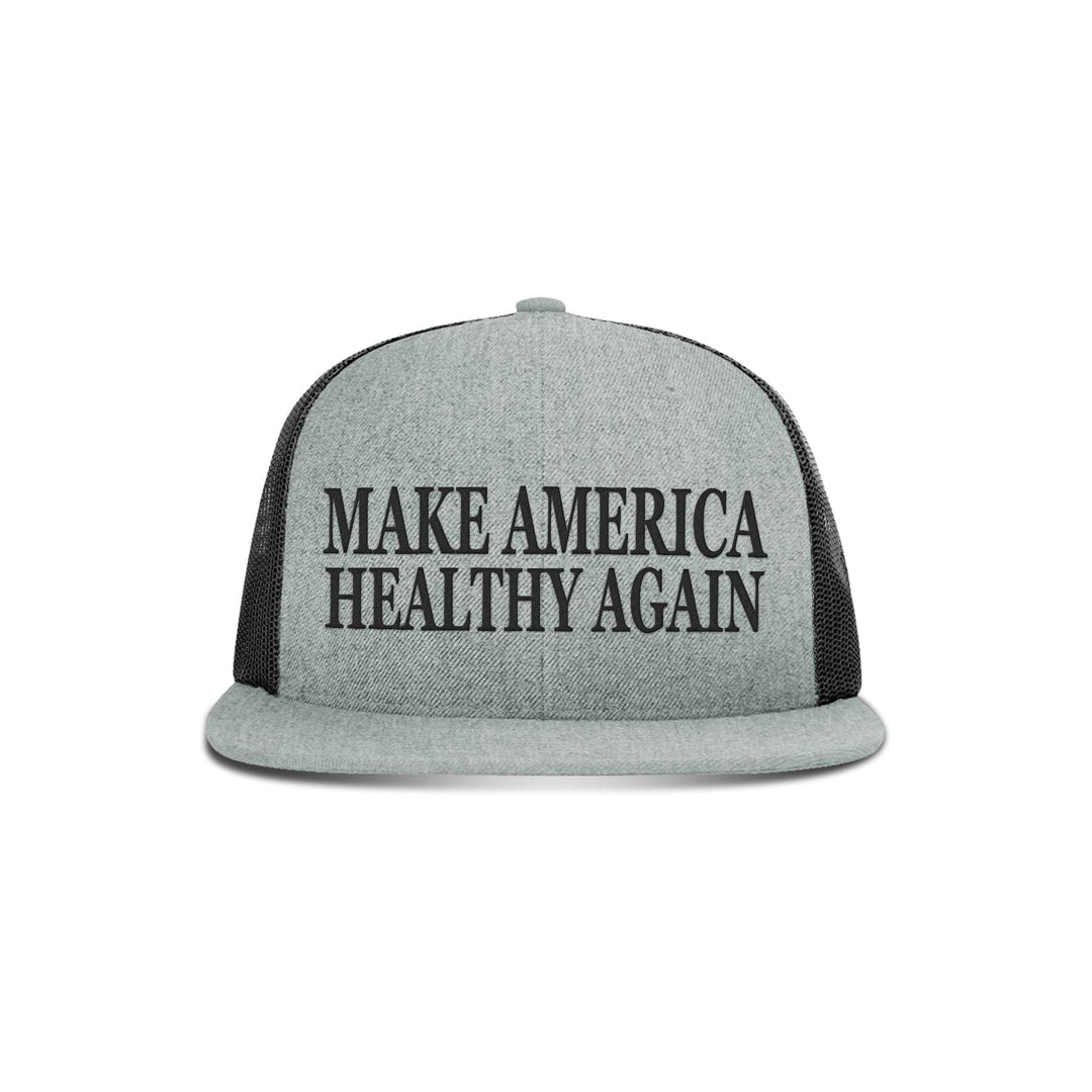 Wool blend flatbill trucker / Heather Grey/ Black Make America Healthy Again Flat Bill Hat maga trump