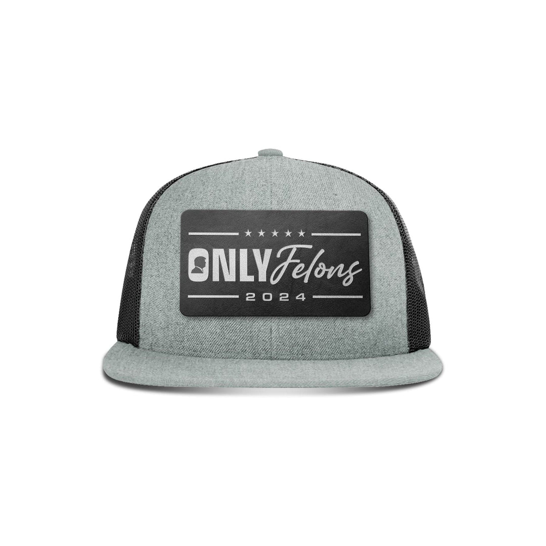 Wool blend flatbill trucker / Heather Grey/ Black Only Felons 2024 Flat Bill Hat maga trump