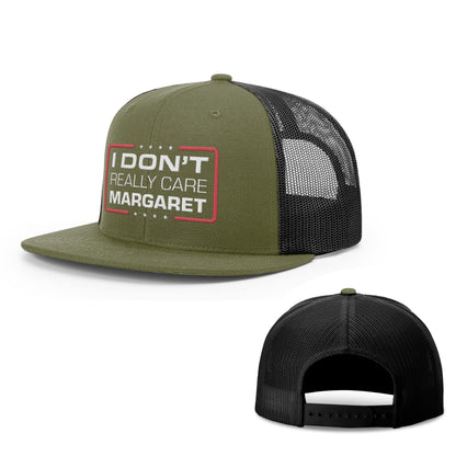 Wool blend flatbill trucker / Loden/ Black I Don't Really Care Margaret Flat Bill Hat maga trump