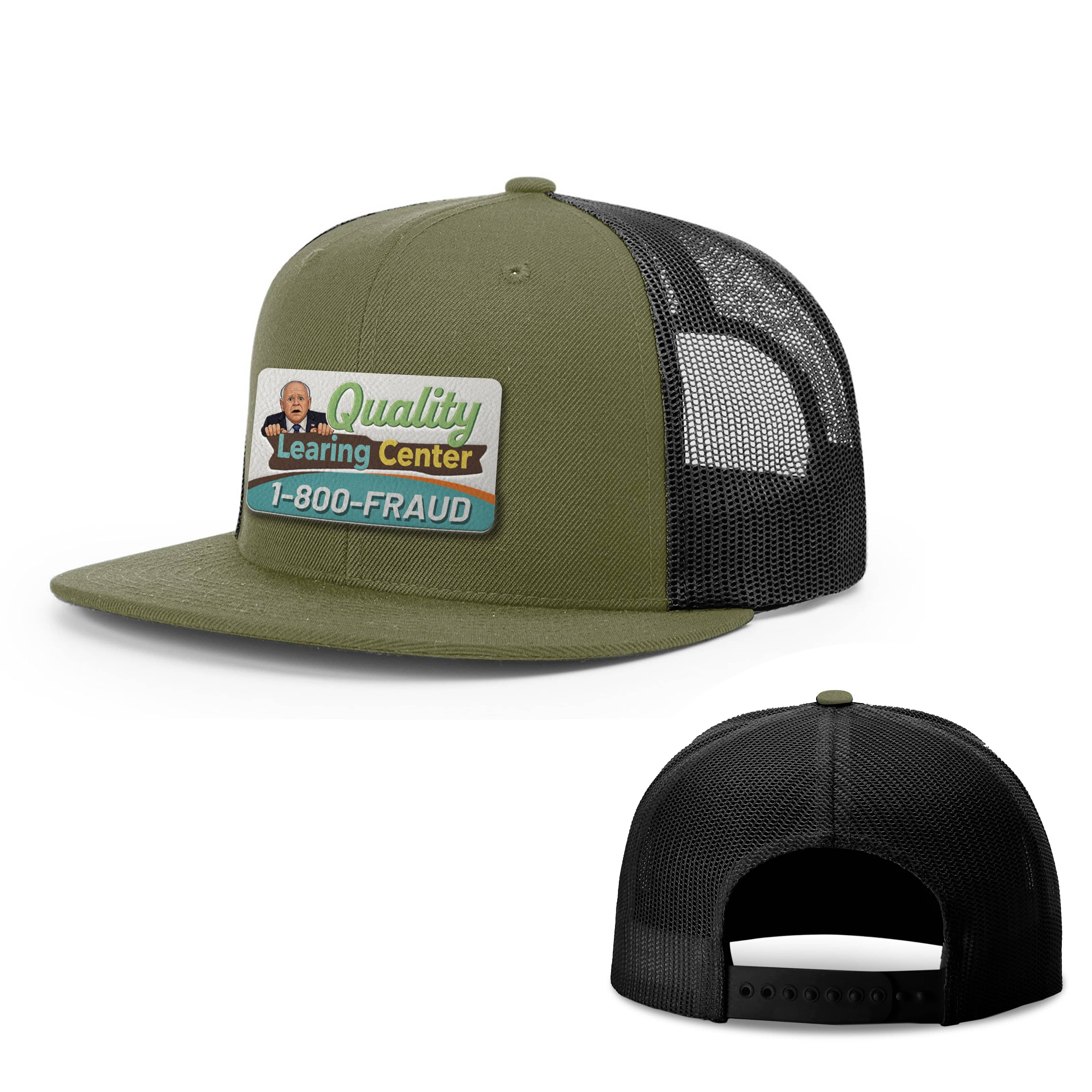 Wool blend flatbill trucker / Loden/Black Tim Walz's Quality Learning Center FlatBill Hat maga trump