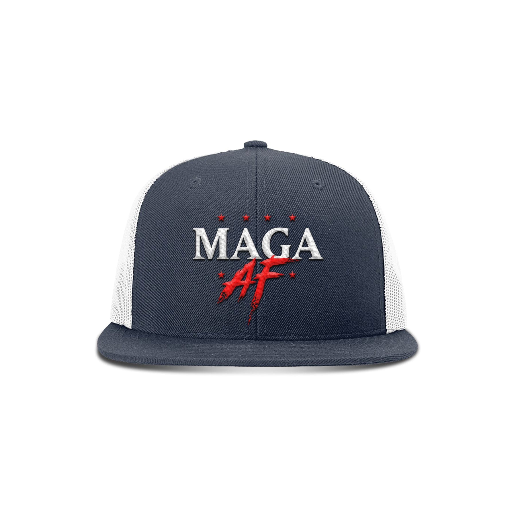 Wool blend flatbill trucker / Navy/ White MAGA AF Flat Bill Hat maga trump