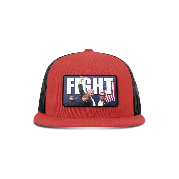 Wool blend flatbill trucker / Red/ Black Fight Trump Flat Bill Hat maga trump