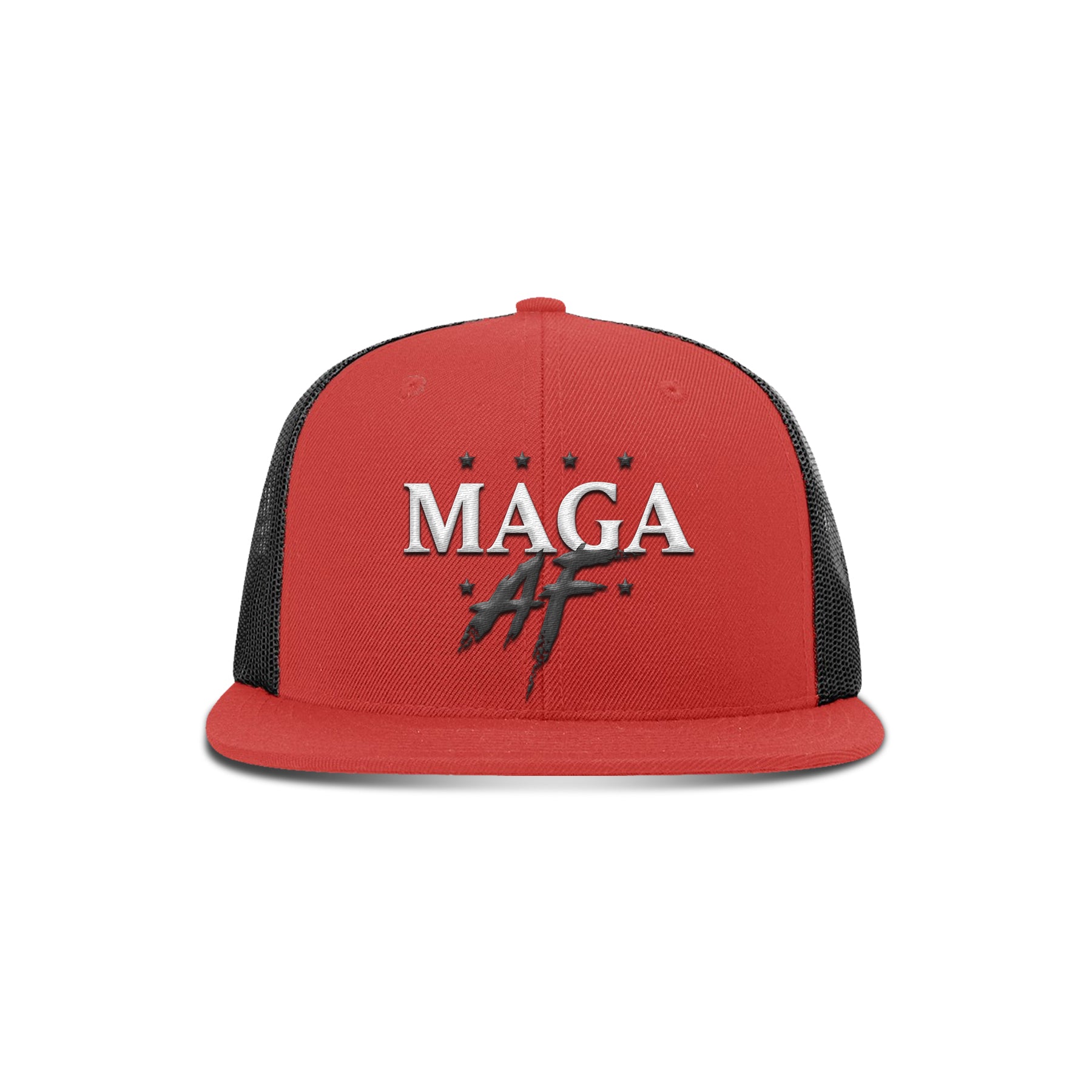 Wool blend flatbill trucker / Red/ Black MAGA AF Flat Bill Hat maga trump