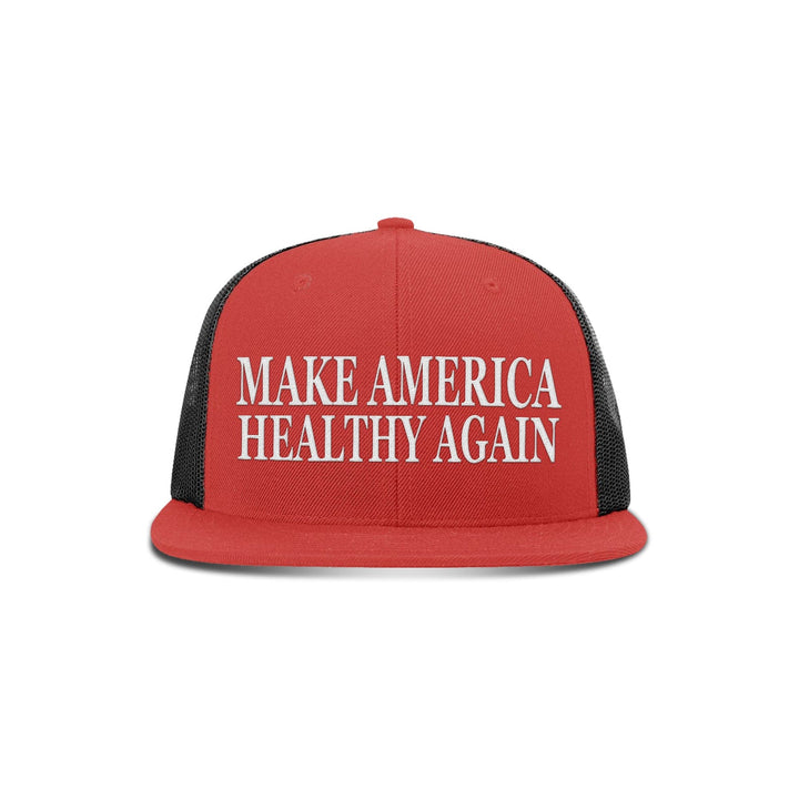 Wool blend flatbill trucker / Red/ Black Make America Healthy Again Flat Bill Hat maga trump