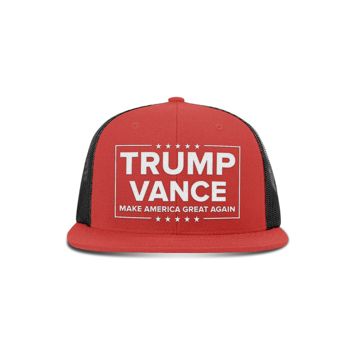 Wool blend flatbill trucker / Red/ Black Trump Vance Flat Bill Hat maga trump