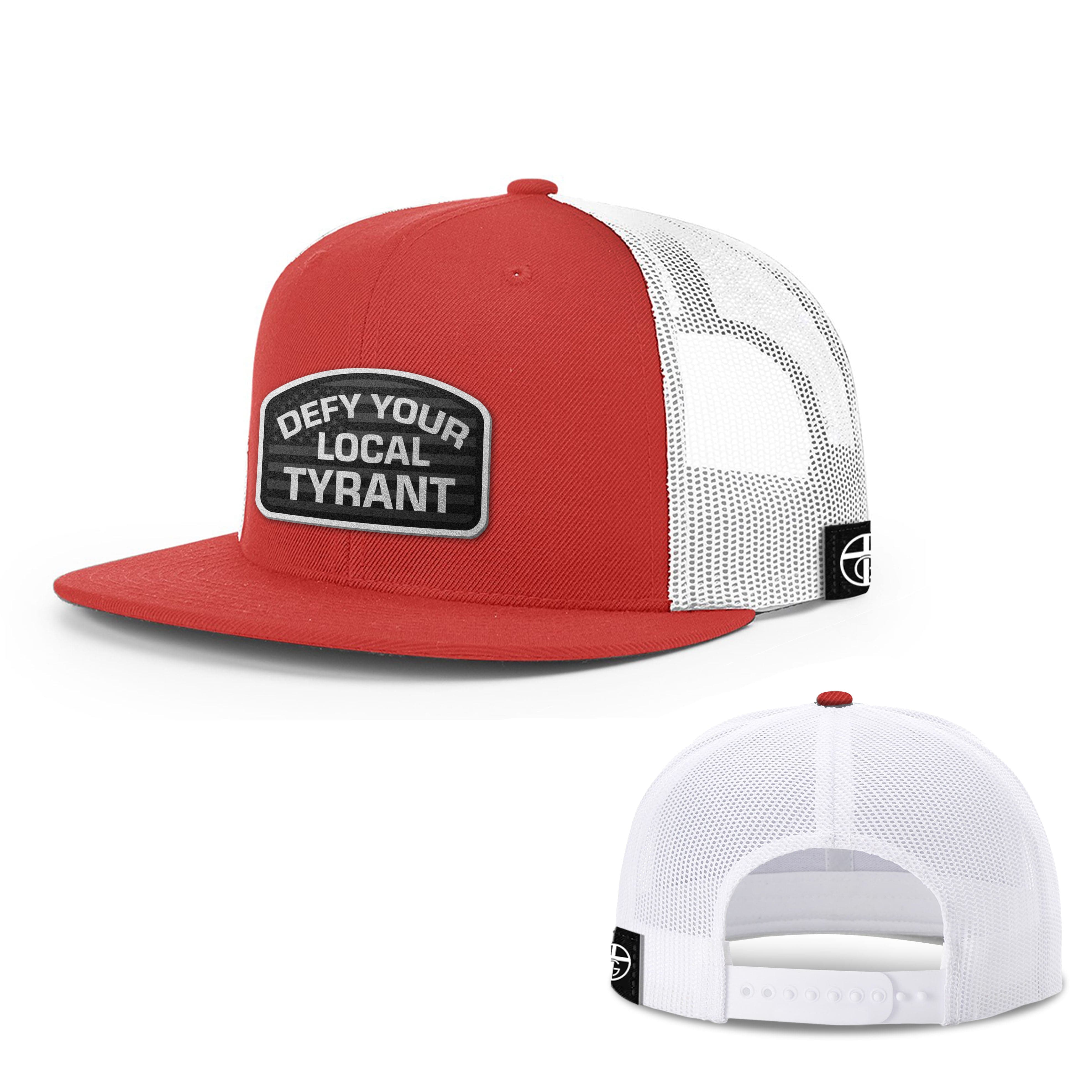 Wool blend flatbill trucker / Red/White Defy Your Local Tyrant FlatBill Hat maga trump