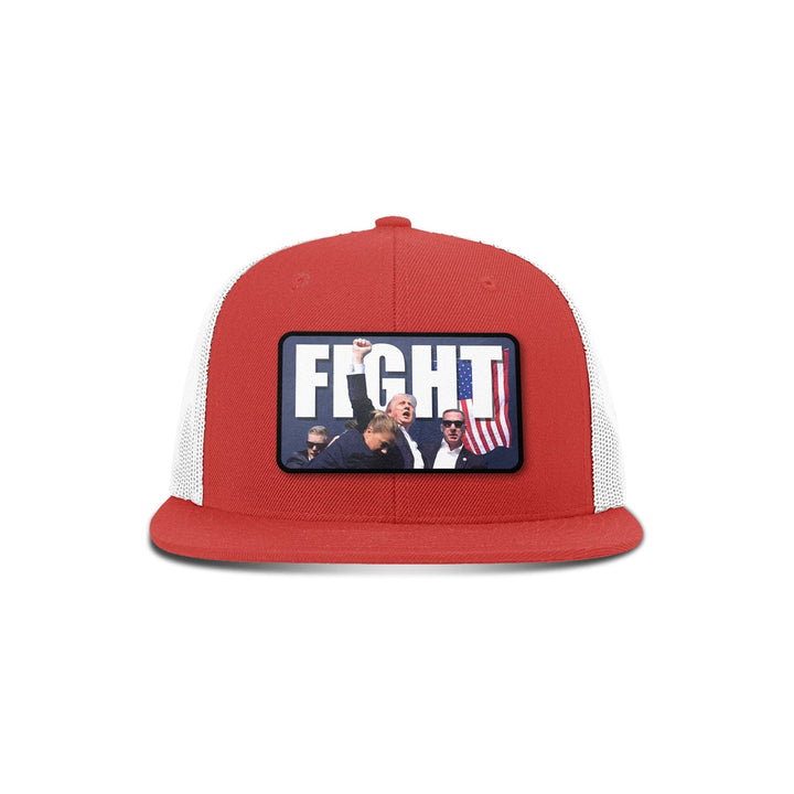 Wool blend flatbill trucker / Red/ White Fight Trump Flat Bill Hat maga trump