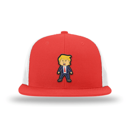 Wool blend flatbill trucker / Red/White Happy Trump FlatBill Hat maga trump