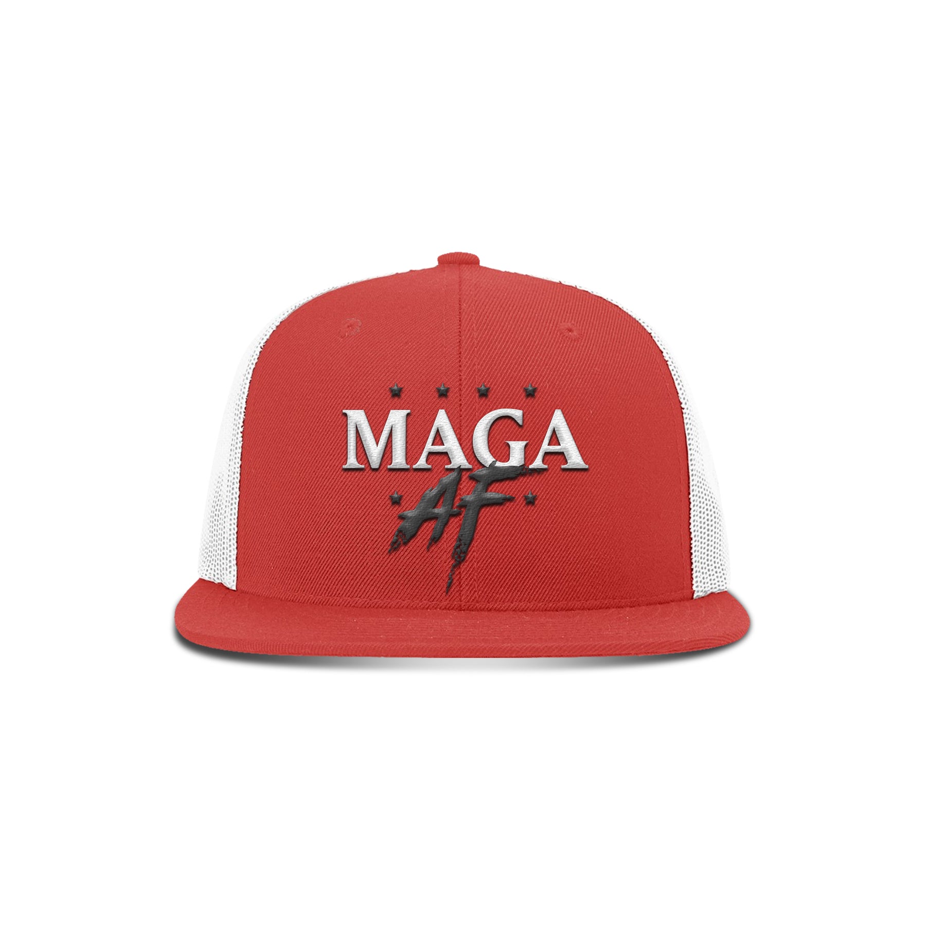 Wool blend flatbill trucker / Red/ White MAGA AF Flat Bill Hat maga trump