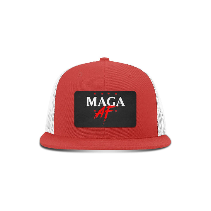 Wool blend flatbill trucker / Red/ White MAGA AF Patch Flat Bill Hat maga trump