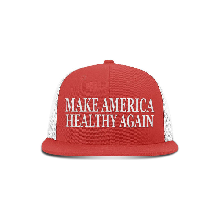 Wool blend flatbill trucker / Red/ White Make America Healthy Again Flat Bill Hat maga trump