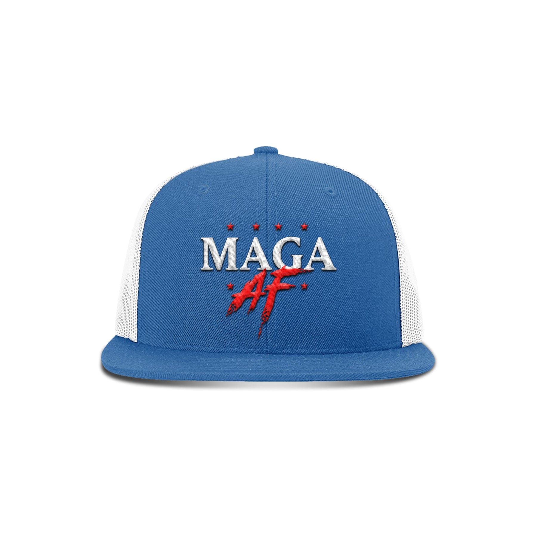 Wool blend flatbill trucker / Royal/White MAGA AF Flat Bill Hat maga trump